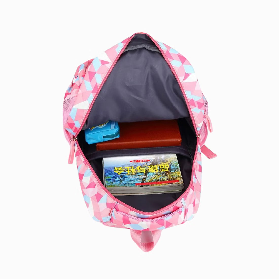 Cartable fille CM1 à motif géométrique