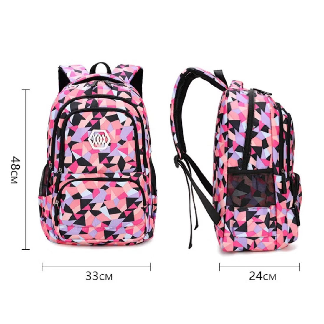 Cartable fille CM1 à motif géométrique