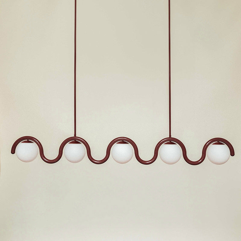 Ovelia Lustre Linéaire Rouge & Argenté