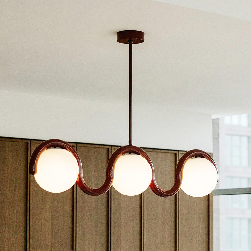 Ovelia Lustre Linéaire Rouge & Argenté