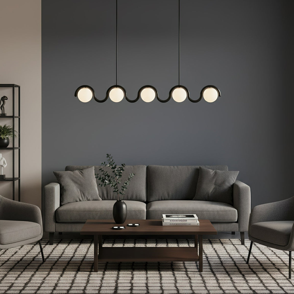 Ovelia Lustre Linéaire Rouge & Argenté