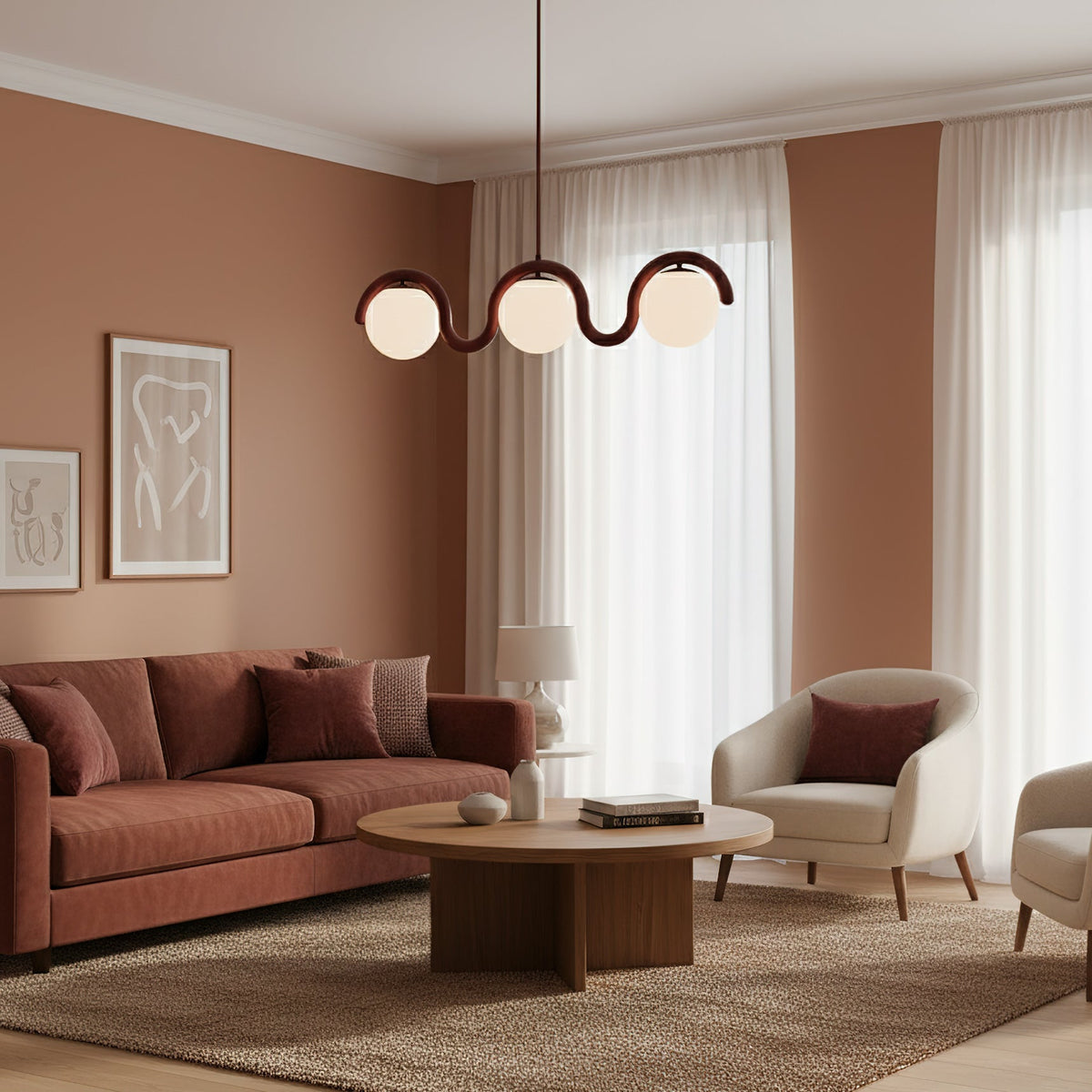 Ovelia Lustre Linéaire Rouge & Argenté