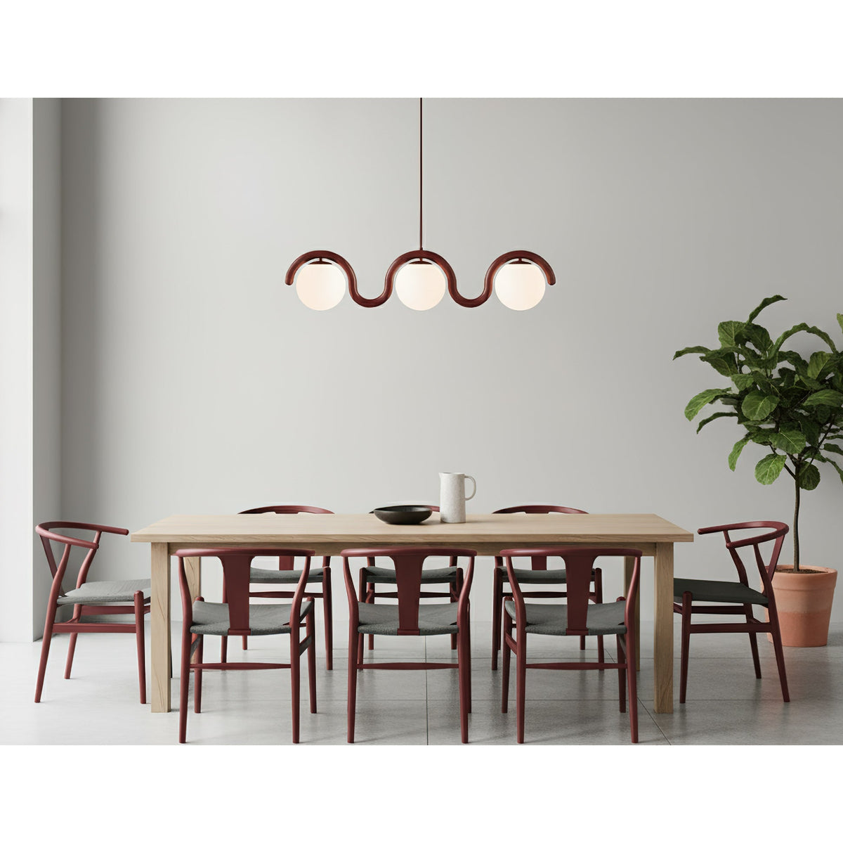 Ovelia Lustre Linéaire Rouge & Argenté
