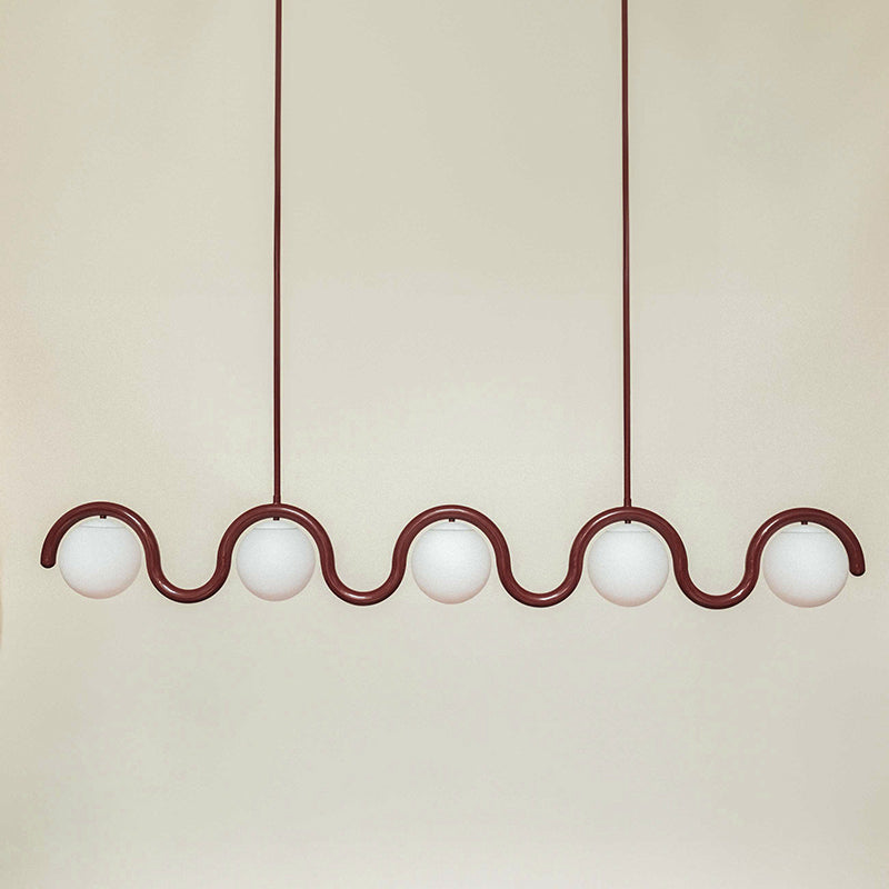 Ovelia Lustre Linéaire Rouge & Argenté