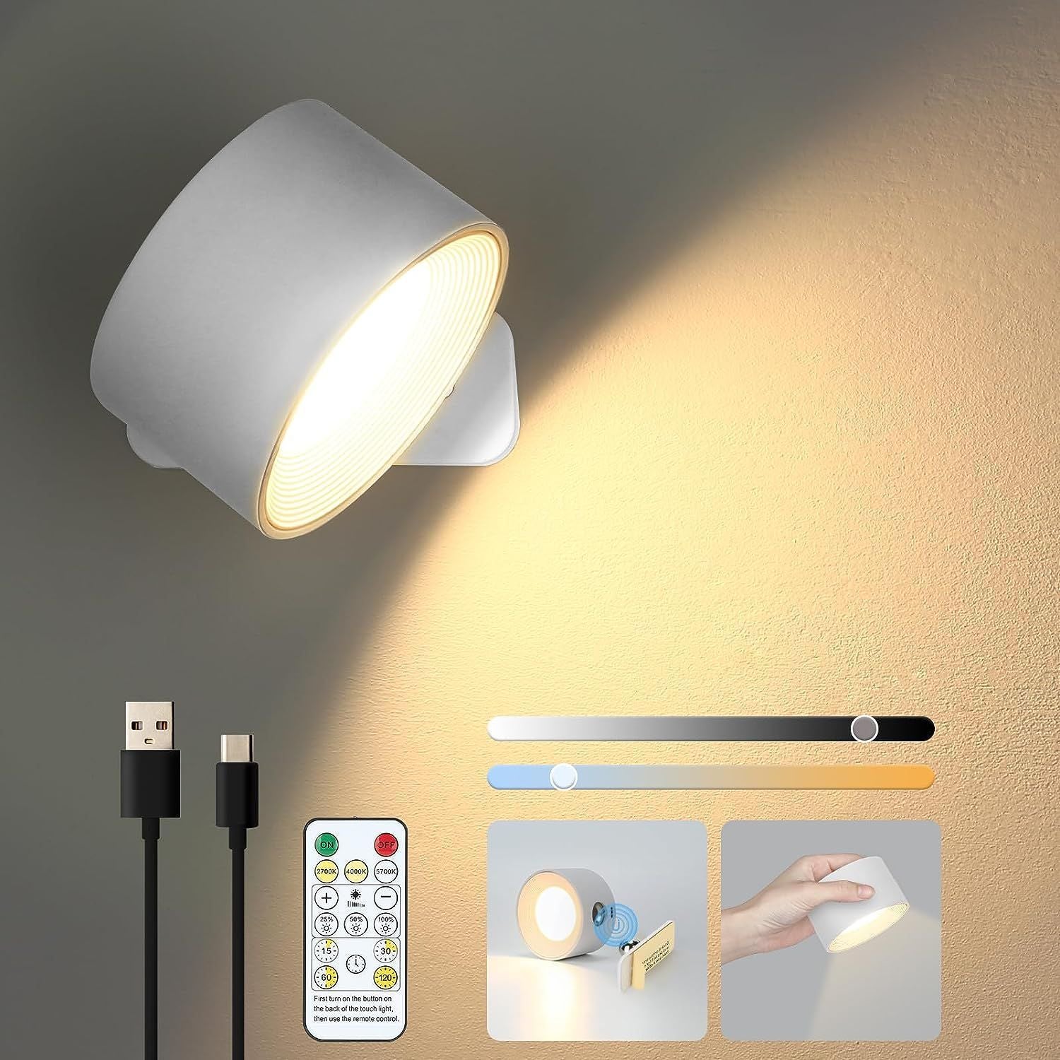 Applique murale LED Orientable sans Fil