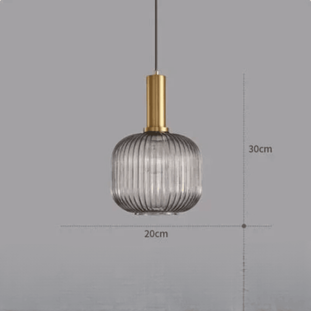 RibGlow - Suspension - Lustre rayé en verre vintage