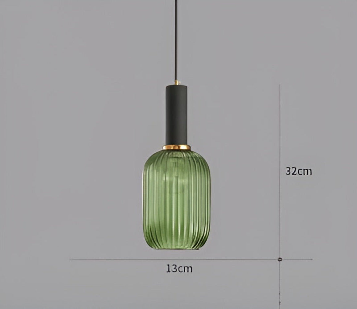 RibGlow - Suspension - Lustre rayé en verre vintage