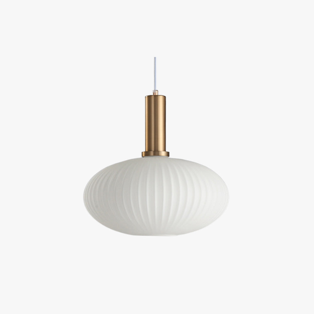 Orlina – Moderne rund pendellampe i hvitt glass