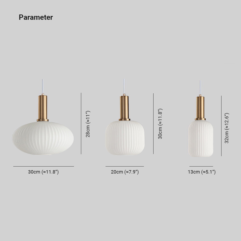 Orlina – Moderne rund pendellampe i hvitt glass