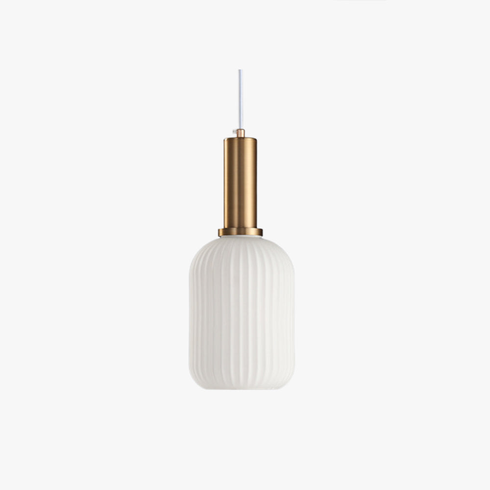 Orlina – Moderne rund pendellampe i hvitt glass