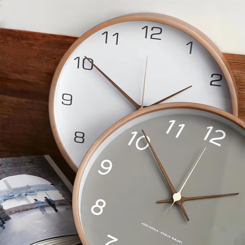 Horloge murale silencieuse en bois – Design nordique