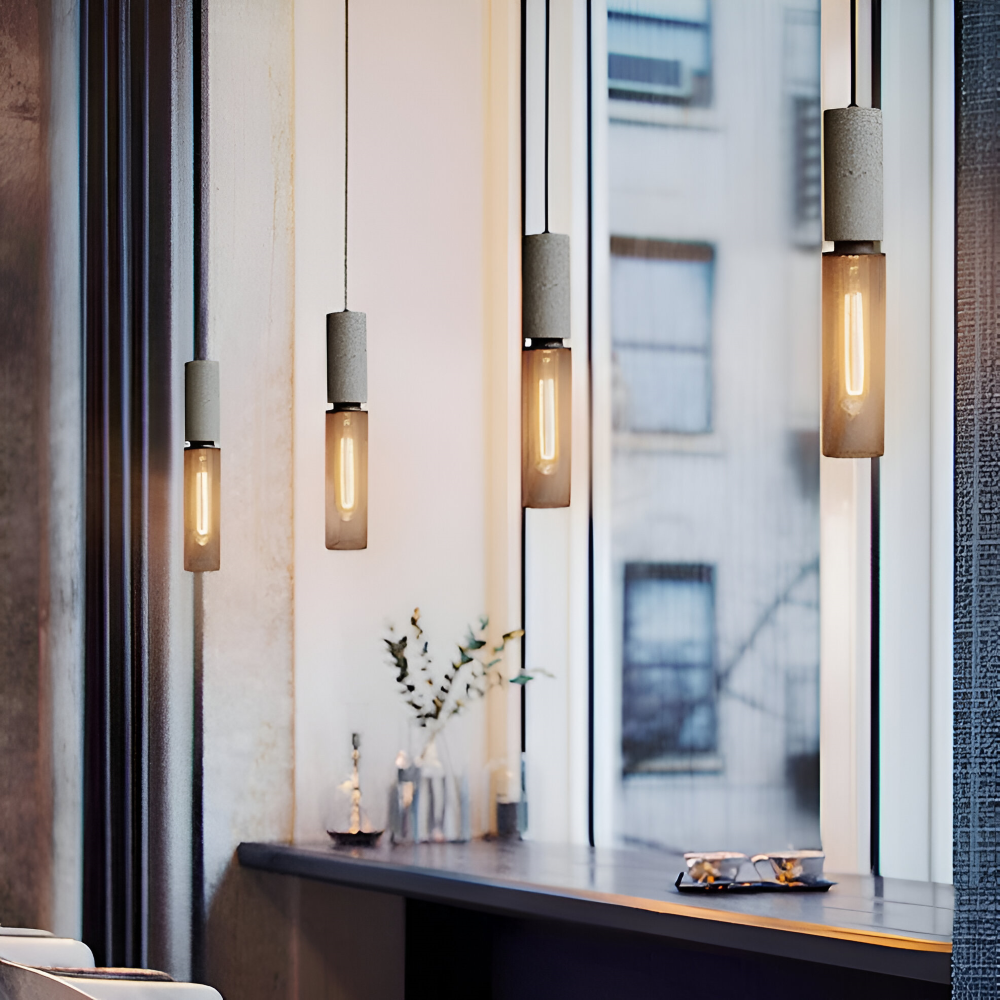 Suspension industrielle noire rétro moderne