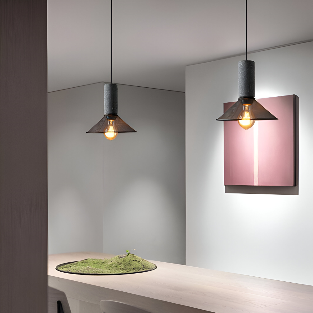 Suspension industrielle noire rétro moderne