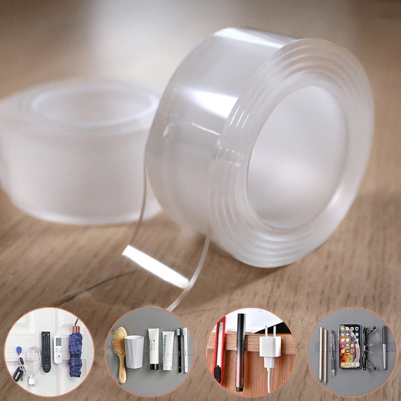 NanoTape Ultra – Ruban Adhésif Double Face Extra Fort pour Usage Domestique et Professionnel | Transparent, Réutilisable et Multifonction