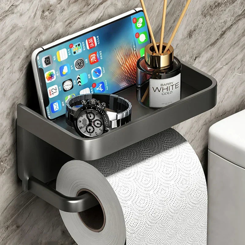 PaperNest - Porte-papier toilette avec étagère de rangement moderne
