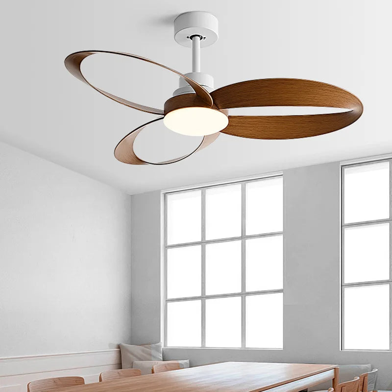 Ventilateur de Plafond Moderne avec Pales en Bois et Éclairage LED Dimmable