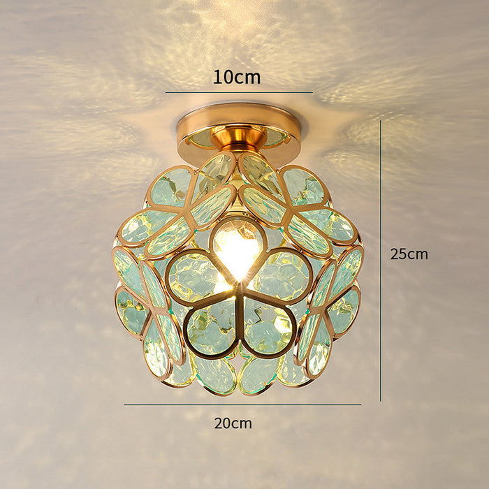 Blomstermønstret glass taklampe