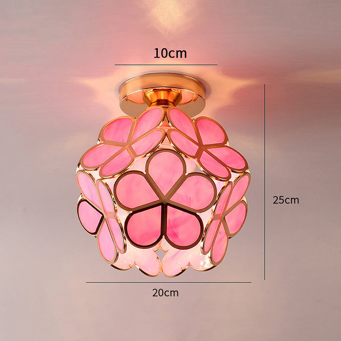 Blomstermønstret glass taklampe