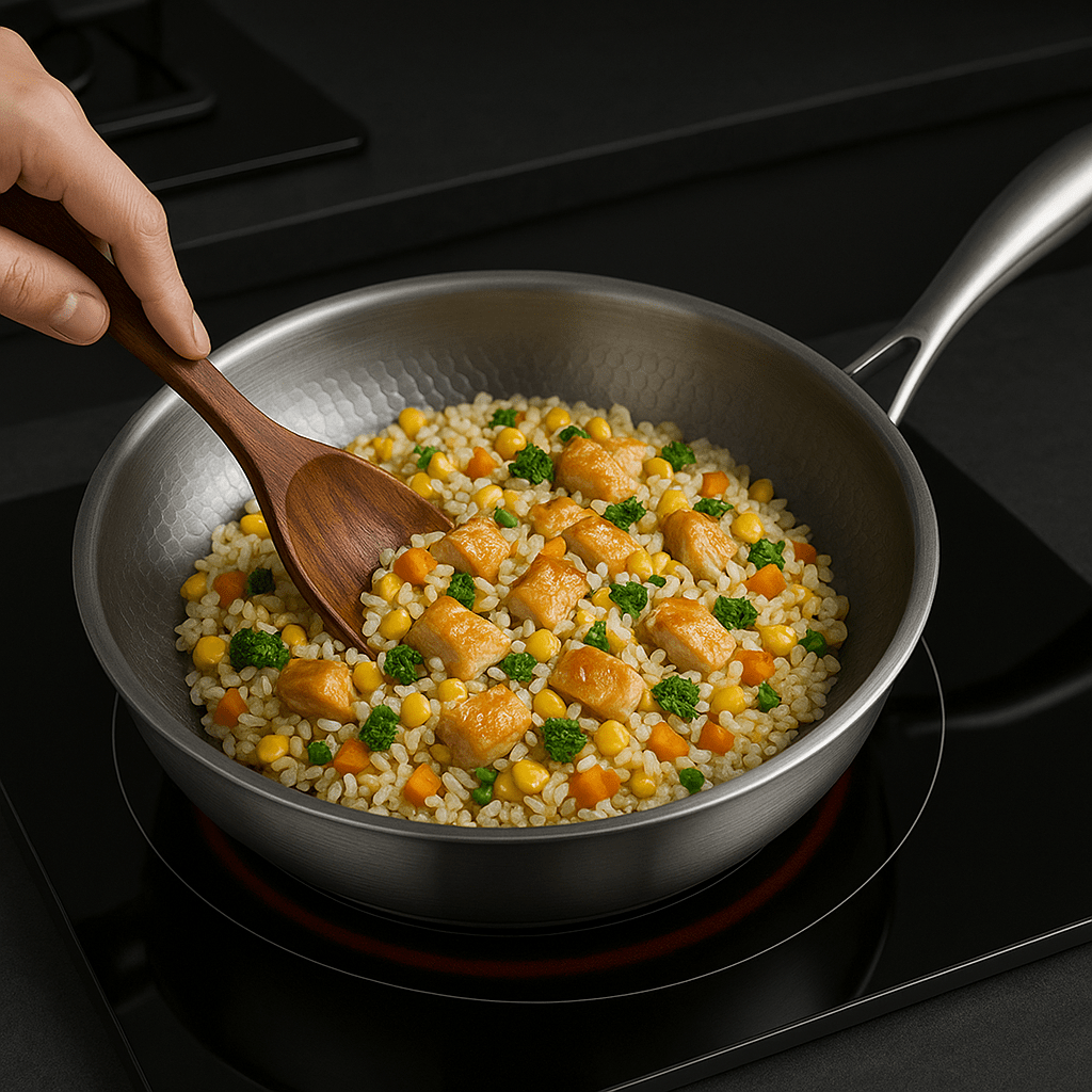 TitanCook - Poêle en titane de haute qualité sans revêtement, compatible avec tous les types de plaques de cuisson