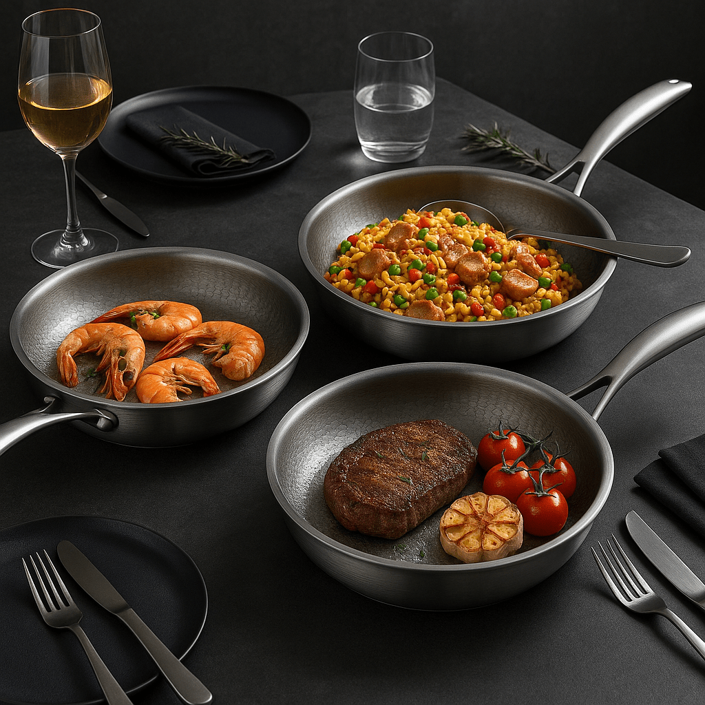 TitanCook – Høykvalitets stekepanne i titan uten belegg, kompatibel med alle typer kokeplater
