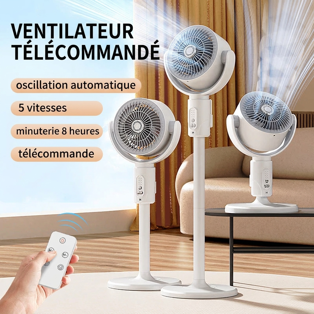 Ventilateur sur pied ultra silencieux – Oscillant avec télécommande