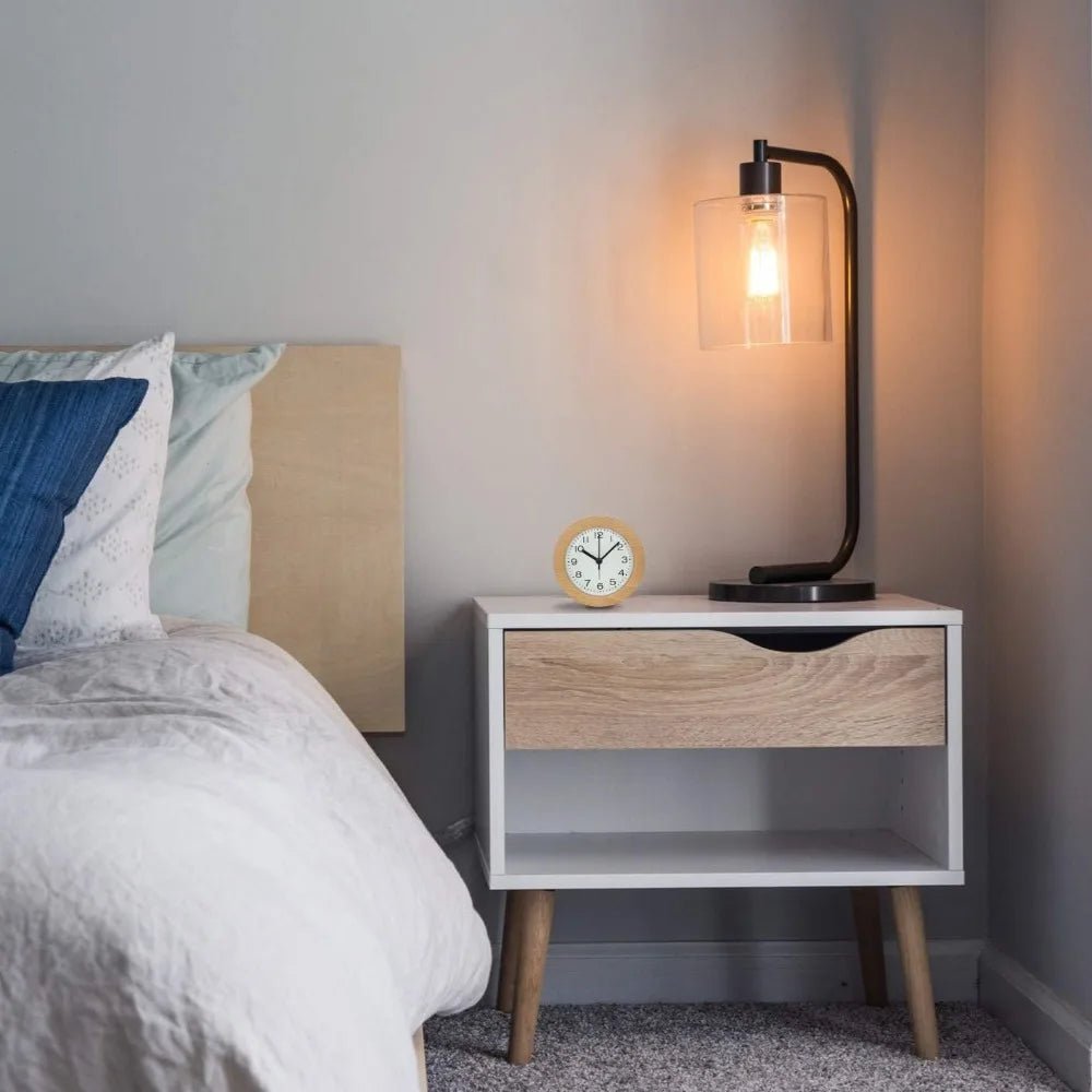 Réveil en bois silencieux avec mouvement à quartz et cadran analogique pour chambre