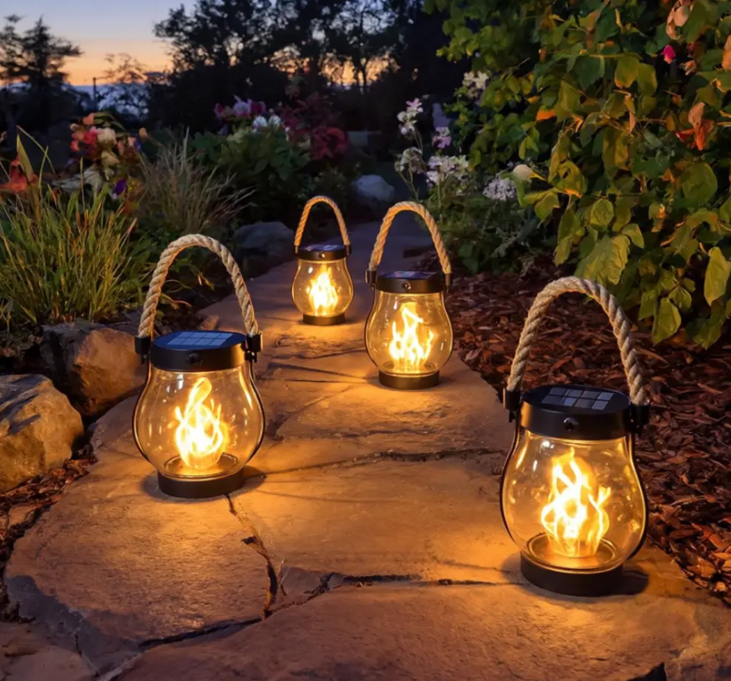 Lanterne Solaire à Effet Flamme LED - Ambiance Sécurisée sans Effort