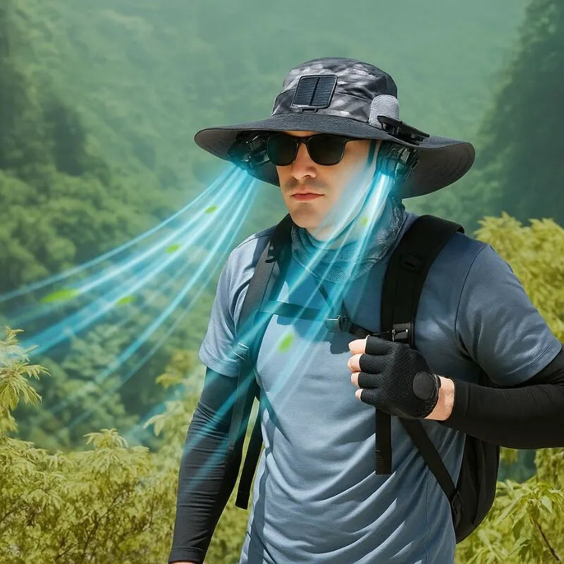 Chapeau ventilateur solaire pour le jardinage et les aventures en plein air