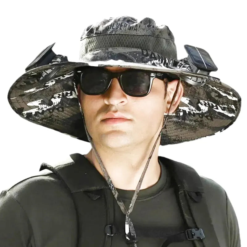Chapeau ventilateur solaire pour le jardinage et les aventures en plein air