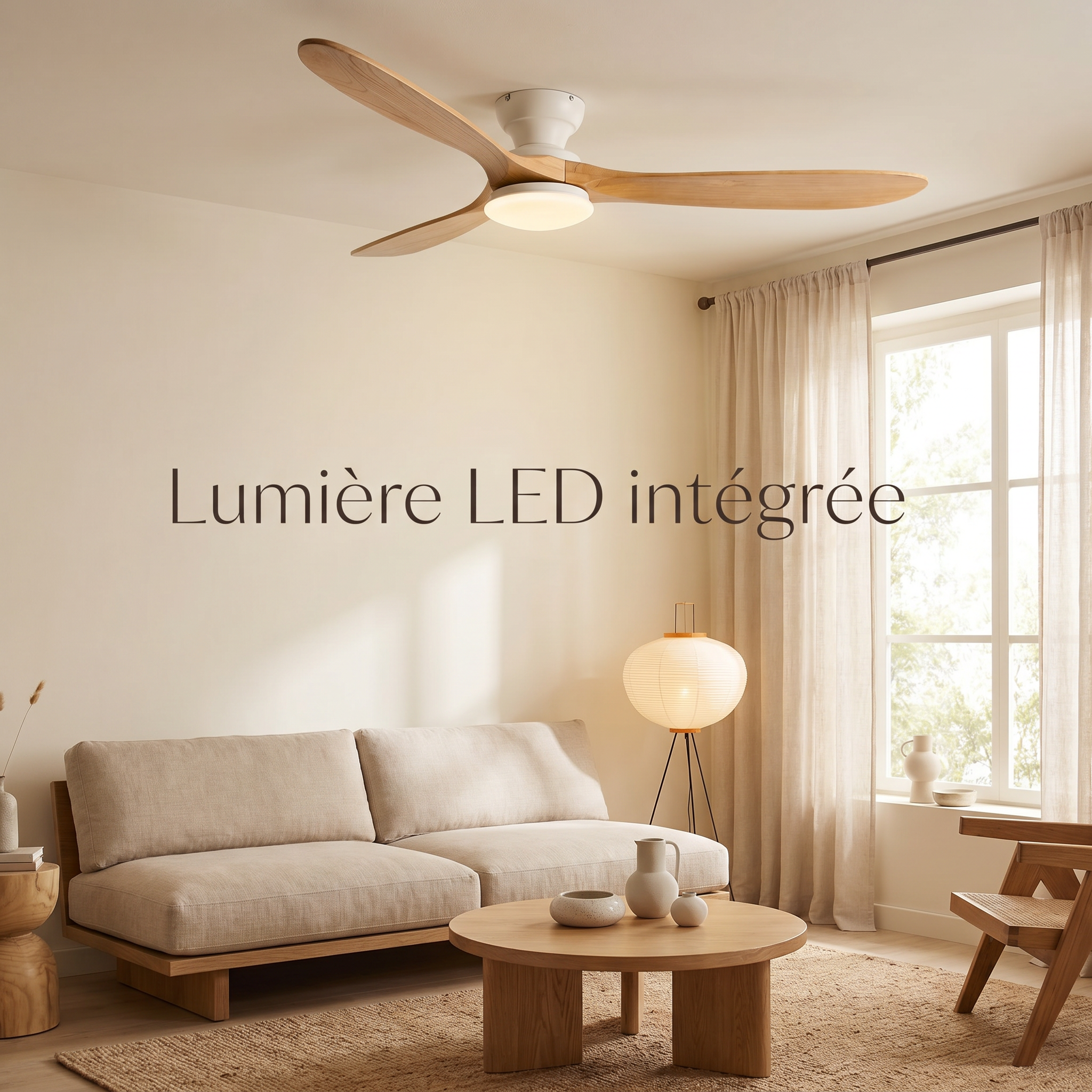 Ivorya | Ventilateur Plafond Bois LED