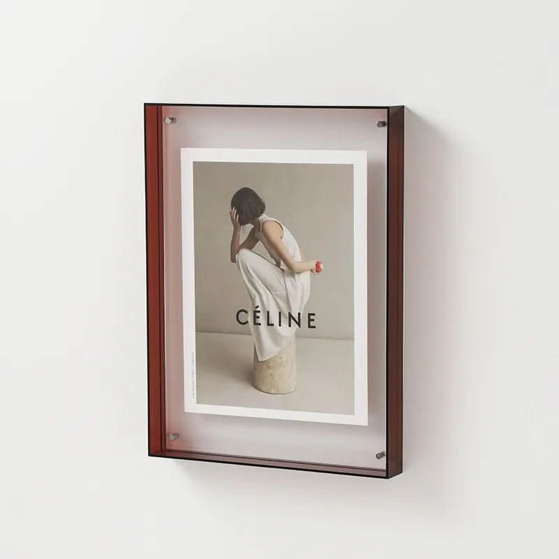 Cadre Photo Acrylique Transparent aux Bords Colorés Vibrants – Effet Flottant Lumineux