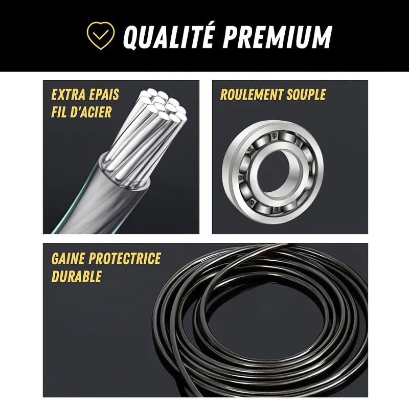 Corde à sauter avec poignées en mousse souple - Crossfit & Fitness