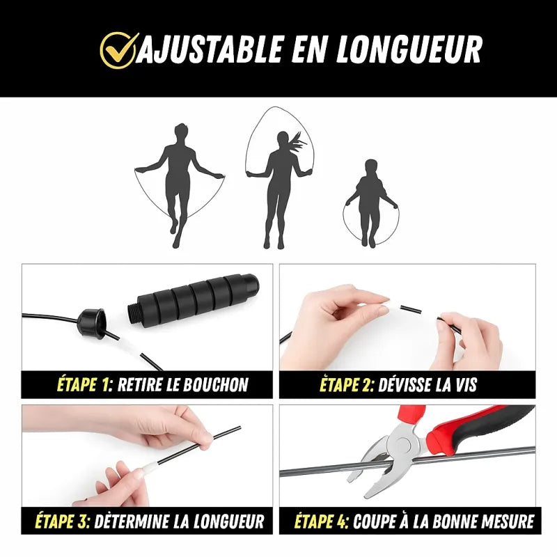 Corde à sauter avec poignées en mousse souple - Crossfit & Fitness