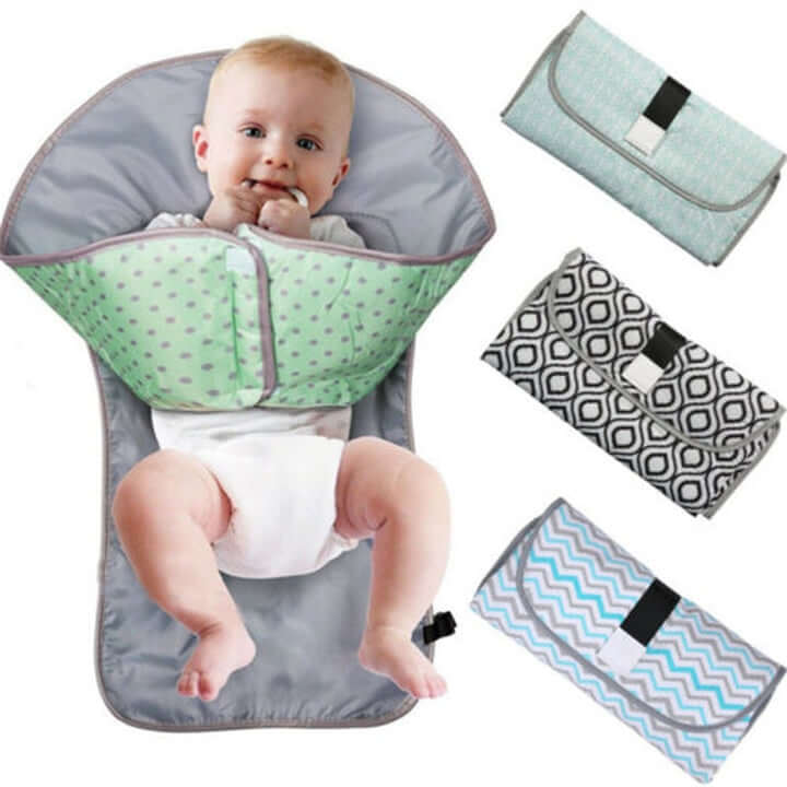 BabySoft Care– 3-i-1 Bærbar Stellematte med Oppbevaring og Komfortpute for Baby