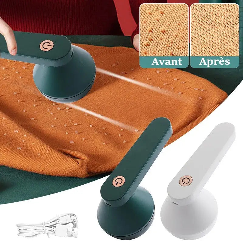Dissolvant Électrique Peluches Bouloches TextiPro – Rechargeable Sans Fil, Enlève Poils et Duvet Instantanément !