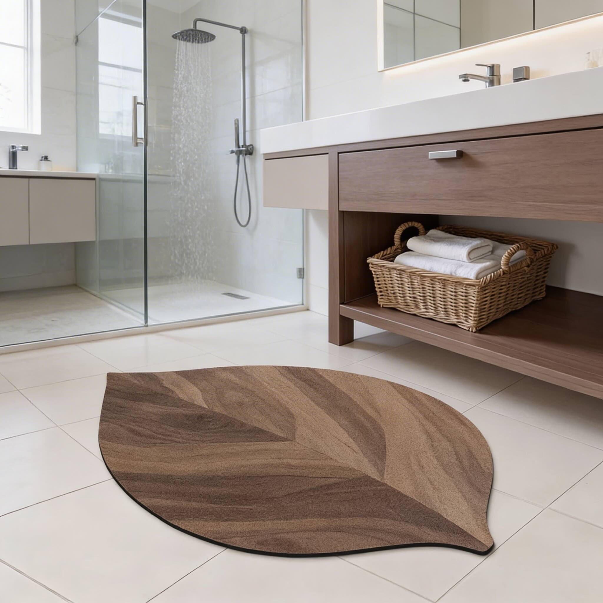 Tapis de Bain Antidérapant Feuille Moderne – Diatomite Absorbante
