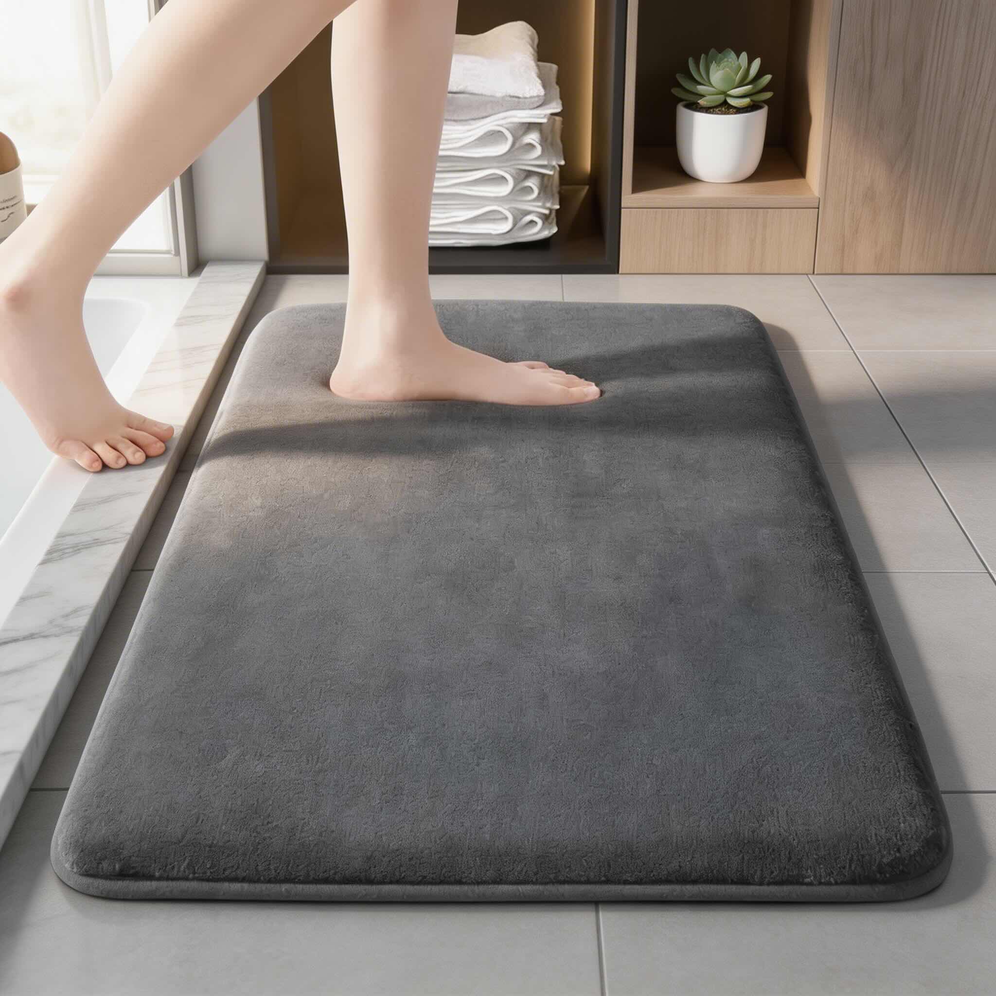 Tapis de Bain Antidérapant Super Absorbant – Velours Corail, Séchage Rapide, Sécurité Renforcée