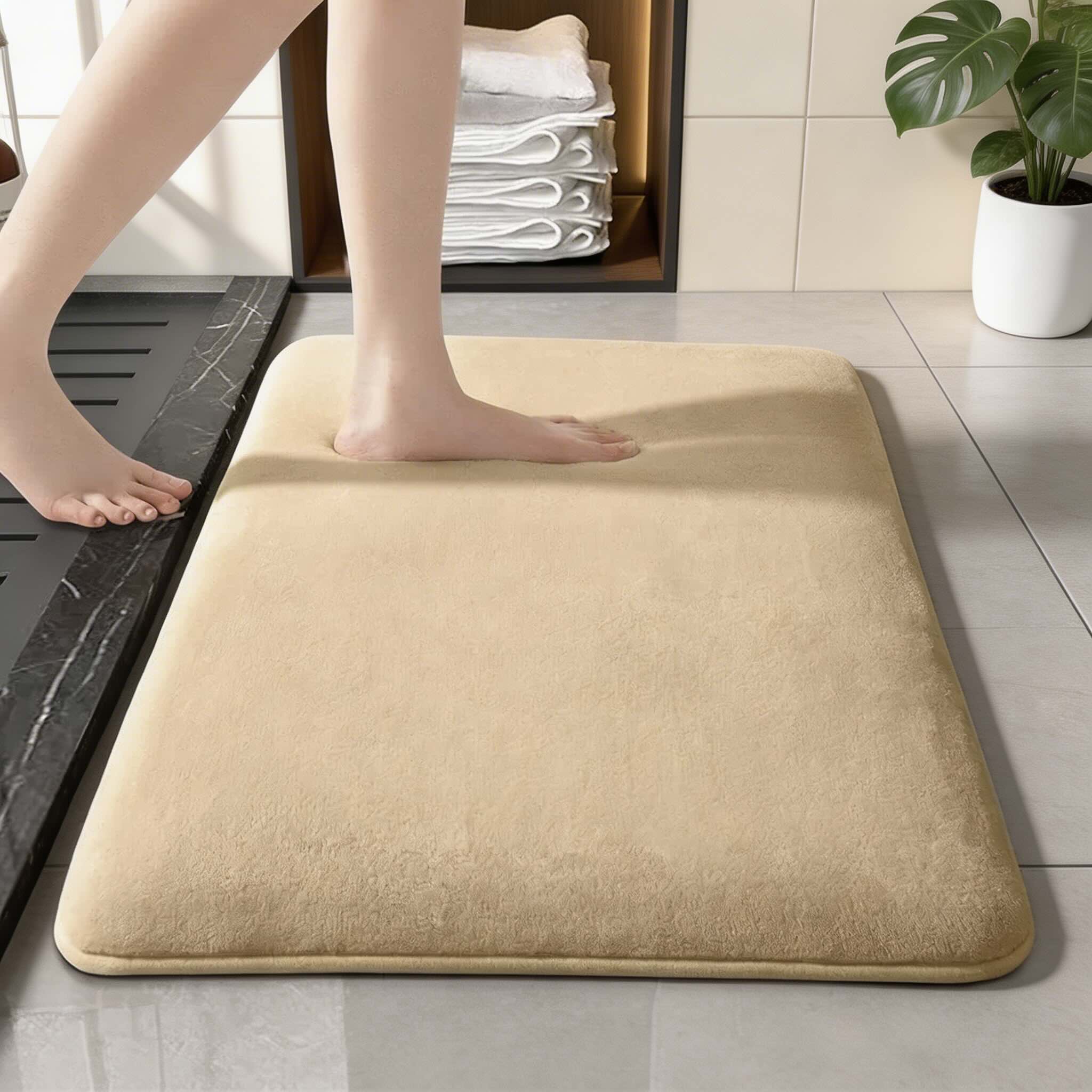 Tapis de Bain Antidérapant Super Absorbant – Velours Corail, Séchage Rapide, Sécurité Renforcée