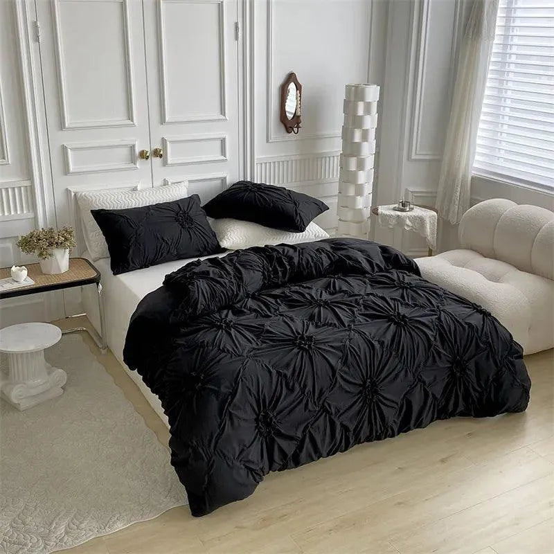 Velouria – Parure de Lit Boho Chic à Plis 3D – Housse de Couette Haut de Gamme avec Taies d’Oreiller