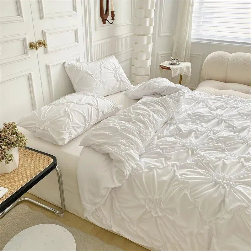 Velouria – Parure de Lit Boho Chic à Plis 3D – Housse de Couette Haut de Gamme avec Taies d’Oreiller