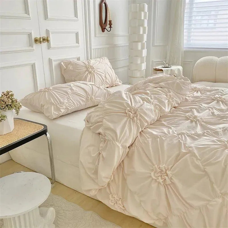 Velouria – Parure de Lit Boho Chic à Plis 3D – Housse de Couette Haut de Gamme avec Taies d’Oreiller