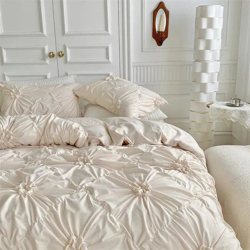 Velouria – Parure de Lit Boho Chic à Plis 3D – Housse de Couette Haut de Gamme avec Taies d’Oreiller