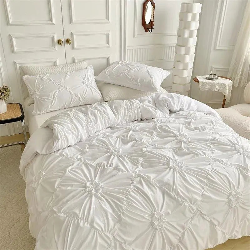 Velouria – Parure de Lit Boho Chic à Plis 3D – Housse de Couette Haut de Gamme avec Taies d’Oreiller