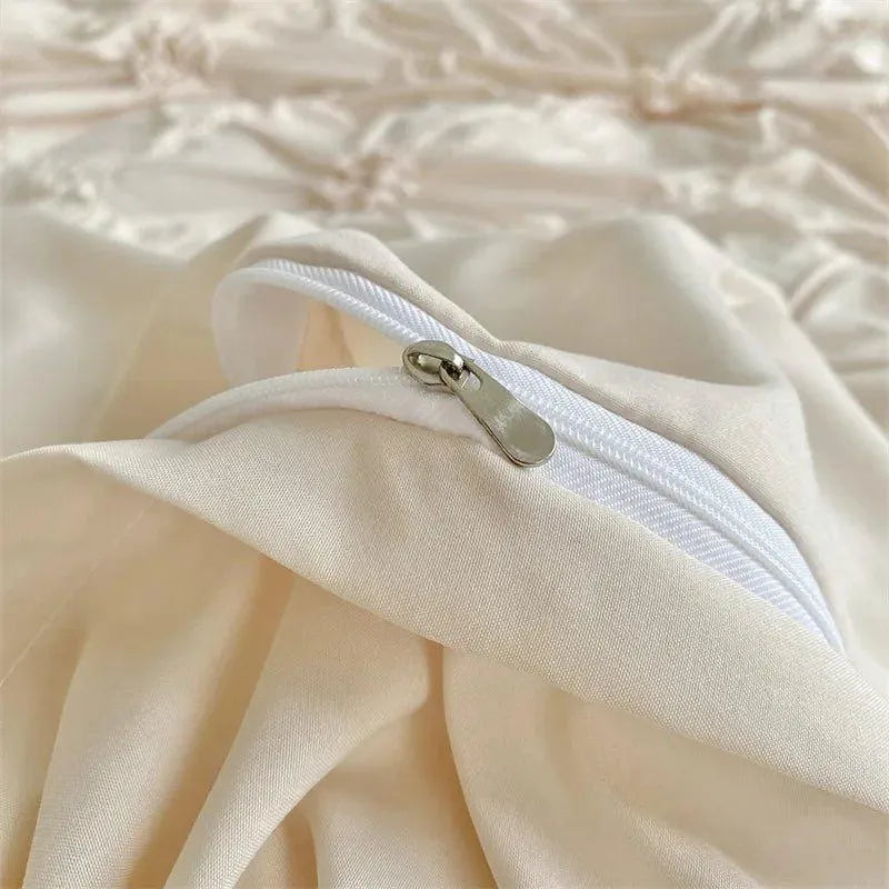Velouria – Parure de Lit Boho Chic à Plis 3D – Housse de Couette Haut de Gamme avec Taies d’Oreiller