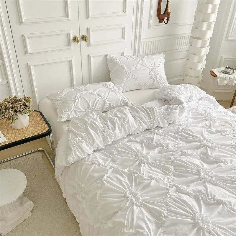 Velouria – Parure de Lit Boho Chic à Plis 3D – Housse de Couette Haut de Gamme avec Taies d’Oreiller