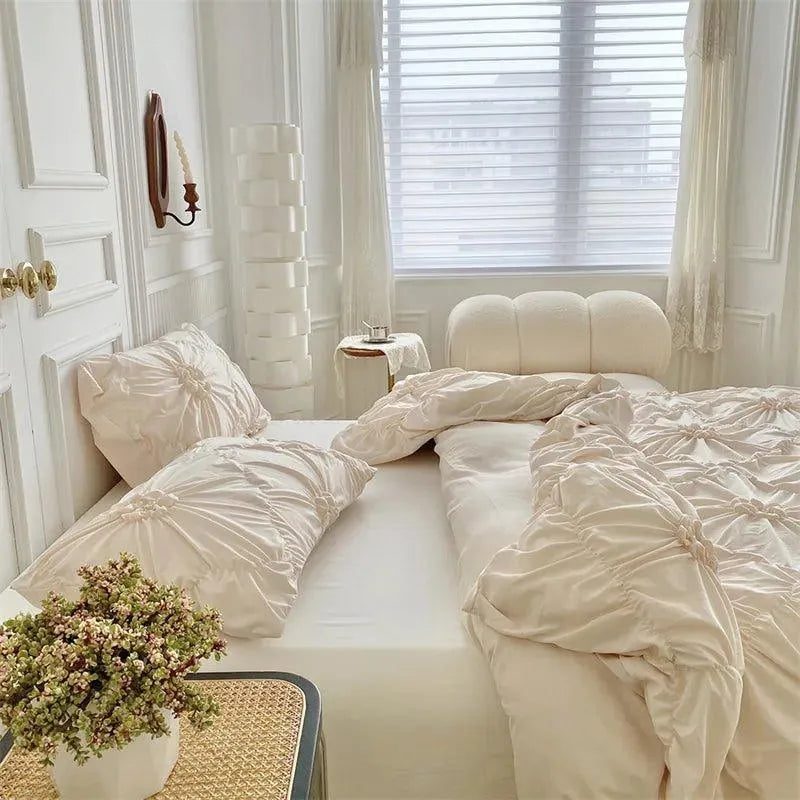 Velouria – Parure de Lit Boho Chic à Plis 3D – Housse de Couette Haut de Gamme avec Taies d’Oreiller