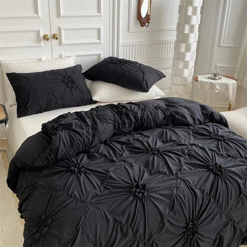 Velouria – Parure de Lit Boho Chic à Plis 3D – Housse de Couette Haut de Gamme avec Taies d’Oreiller
