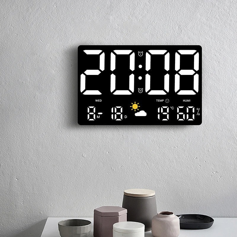 ChronoNova Vegghorloge Digital LED Multifunksjon – Stillegående med Fjernkontroll, Temperatur og Fuktighet



