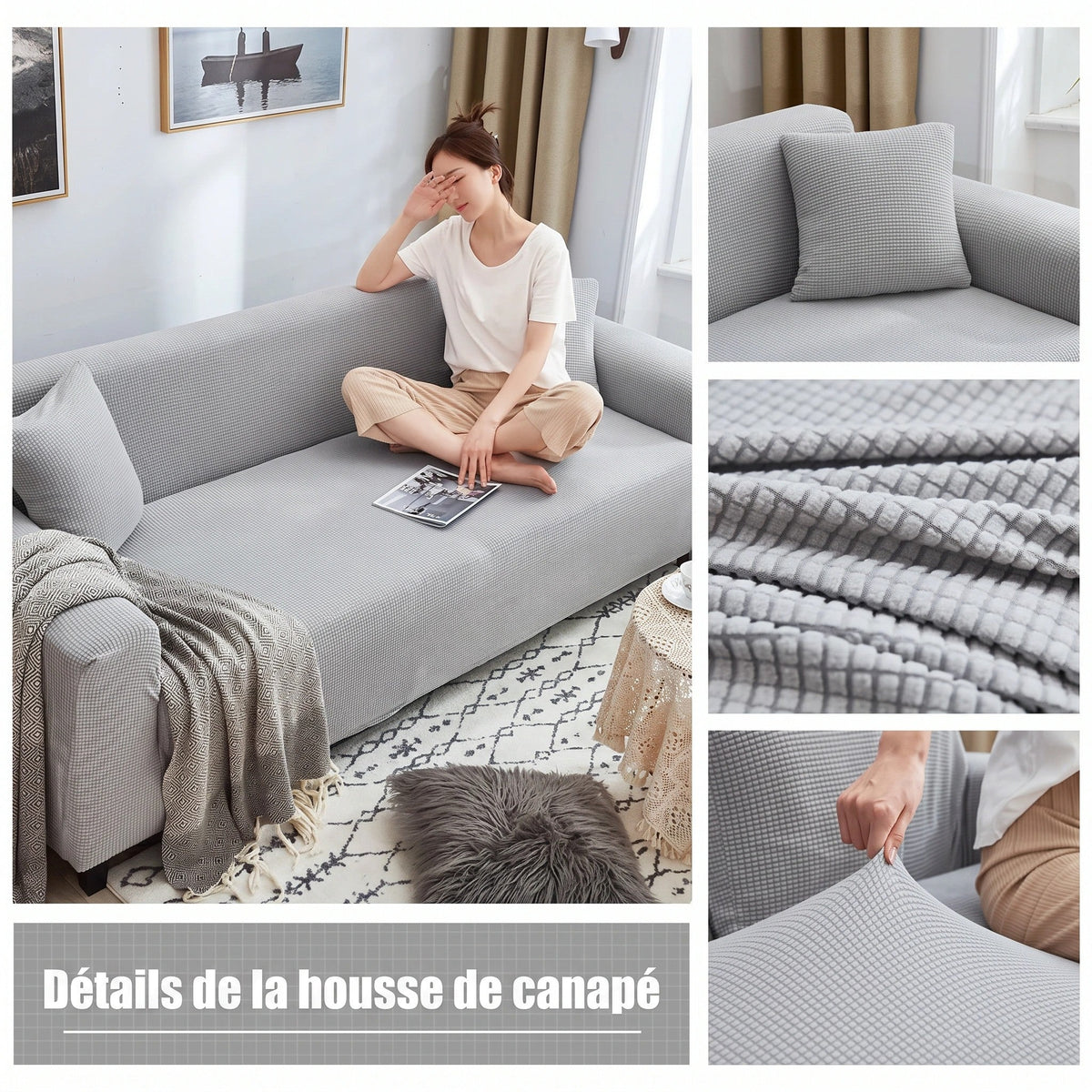 Housse de Canapé Extensible - Antidérapant