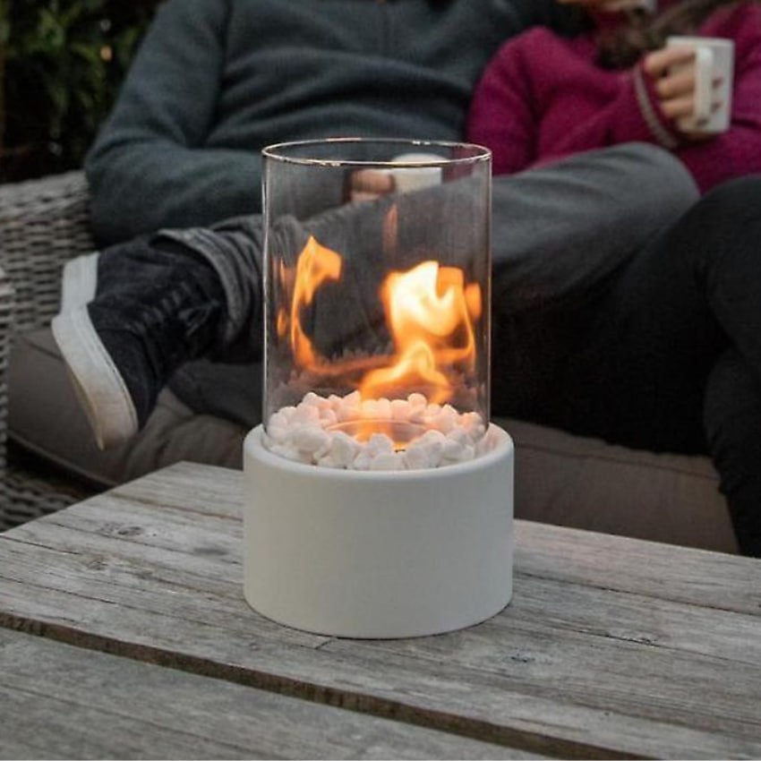 Ignora | Cheminée de Table au Bioéthanol – Élégance Moderne et Flamme Sans Fumée Blanc